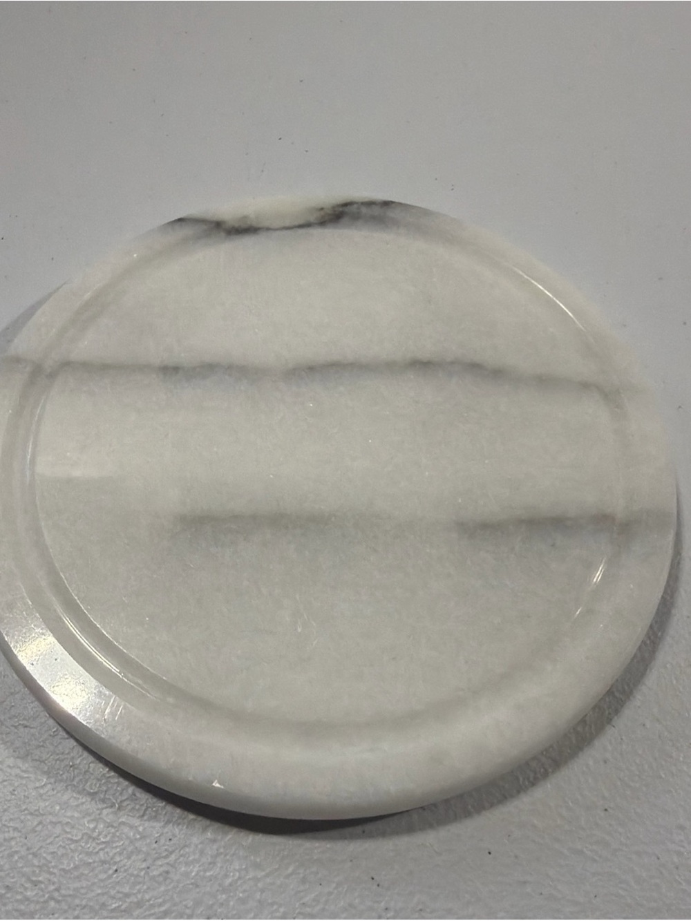 Round Marble Cheese Trivet Stone White 7” Diameter